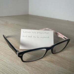 Ray-Ban RB5206 5014 Eyeglasses Black White Red Frames Only 52-18-140